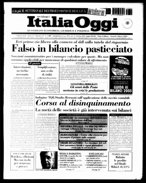 Italia oggi : quotidiano di economia finanza e politica